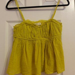 Urban Outfitters Chartreuse Liv Ruched Babydoll Cami Small